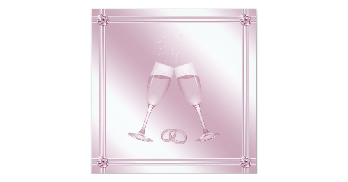 Pink Champagne Glasses & Diamonds Wedding Invites | Zazzle.com