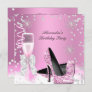 Pink Champagne High Heels Birthday Party 2 Invitation