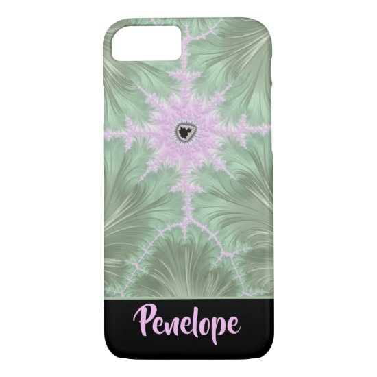 Pink Champagne Ice Mandelbrot Fractal with Name iPhone 8/7 Case