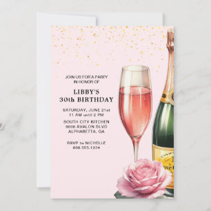 Pink Champagne Mimosa Party Invitation