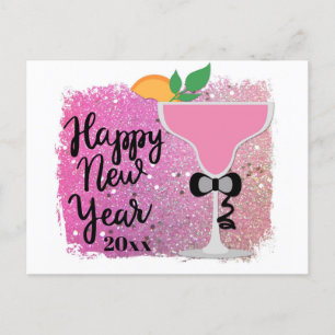 Pink Champagne New Years Eve Party Invitation Postcard