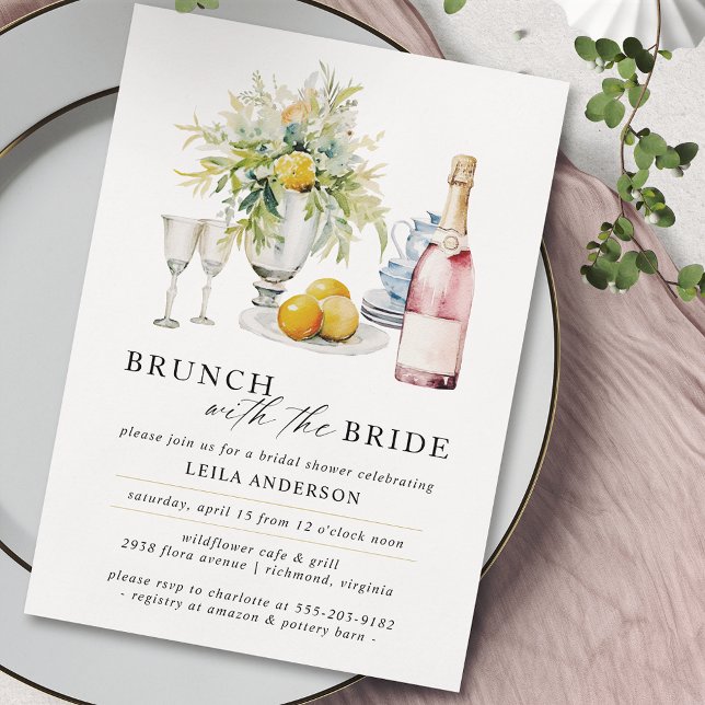 Pink Champagne or Wine | Cute Brunch Bridal Shower Invitation (Creator Uploaded)