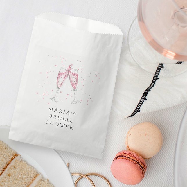 Pink Champagne Personalized Bridal Shower Favor Bag (Creator Uploaded)