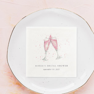 Pink Champagne Personalized Bridal Shower Napkins