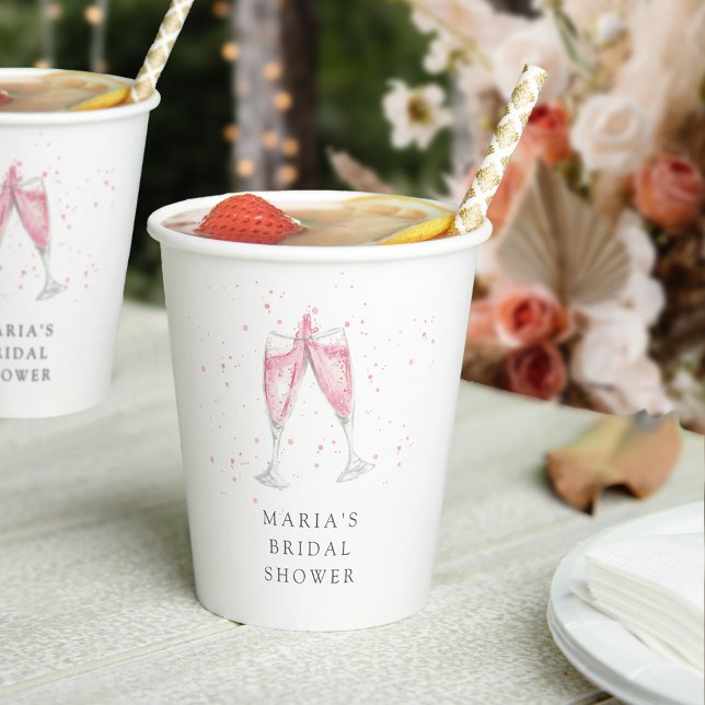 Pink Champagne Personalized Bridal Shower Paper Cups (Creator Uploaded)