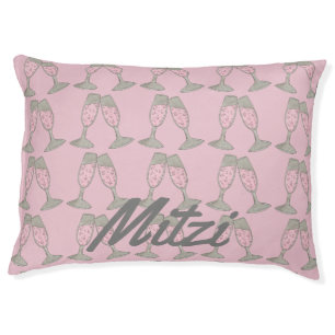 Pink Champagne Personalized Dog Pet Bed