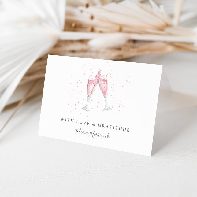 Pink Champagne Personalized Thank You Card (Creator Uploaded)