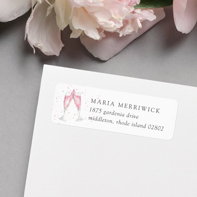 Pink Champagne Return Address Label (Creator Uploaded)