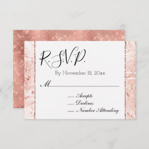 Pink Champagne Rose Glam Sparkle RSVP Enclosure Card