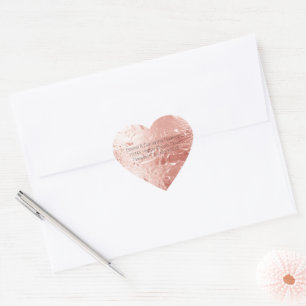 Pink Champagne Rose Glam Wedding Heart Sticker