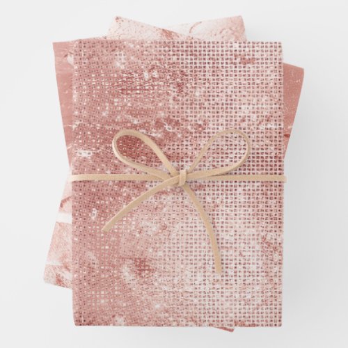 Pink Champagne Rose Glam Wedding Wrapping Paper Sheets