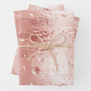 Pink Champagne Rose Glam Wedding Wrapping Paper Sheets