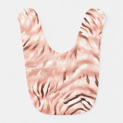 Pink Champagne Rose Glam Zebra Baby Bib