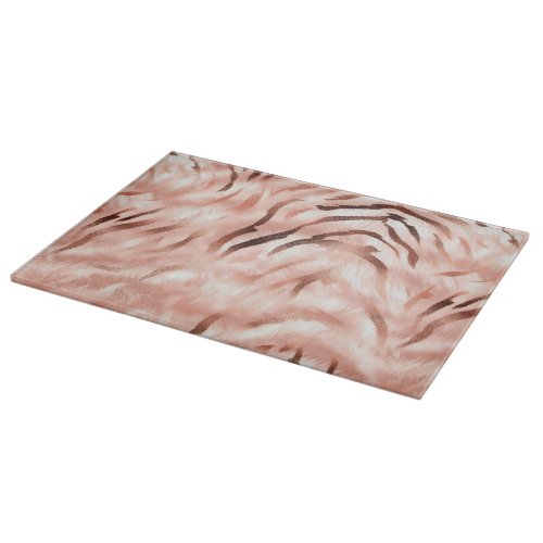 Pink Champagne Rose Glam Zebra Cutting Board