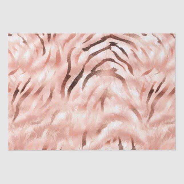 Pink Champagne Rose Glam Zebra Tissue Paper (Front)