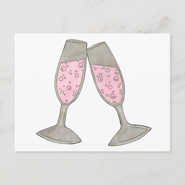 Pink Champagne Save the Date Wedding Bride Groom Announcement Postcard (Front)
