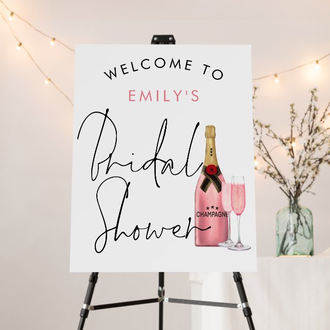 Pink Champagne Script Welcome to Bridal Shower Foam Board (In Situ (Stand))