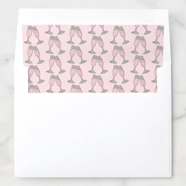 Pink Champagne Toast Cheers Bridal Shower Wedding Envelope Liner (In Envelope)