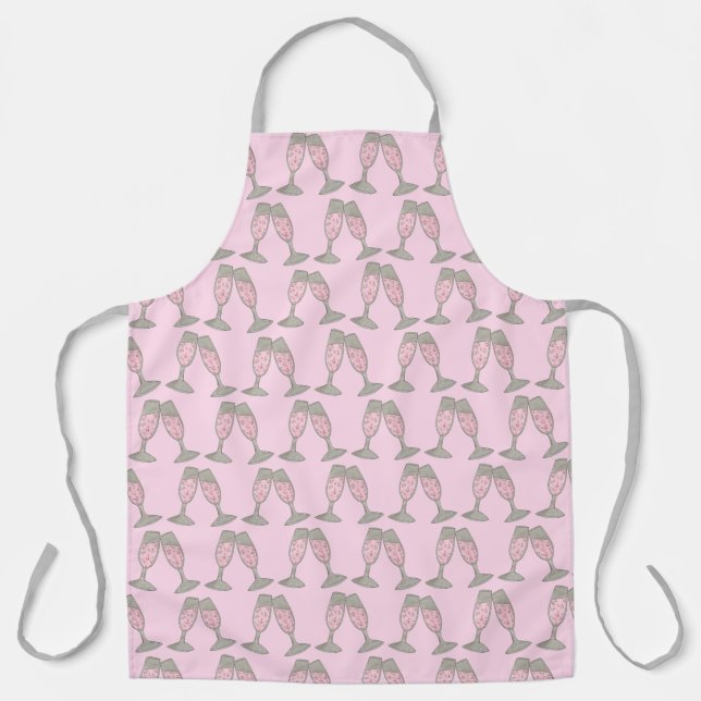 Pink Champagne Toast Cheers Wedding Bridal Shower Apron (Front)