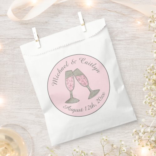 Pink Champagne Toast Cheers Wedding Bridal Shower Favor Bag
