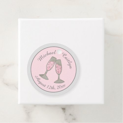 Pink Champagne Toast Cheers Wedding Bridal Shower Favor Tags