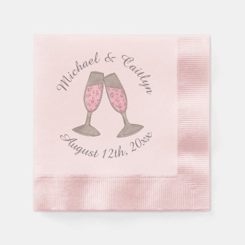 Pink Champagne Toast Cheers Wedding Bridal Shower Napkins