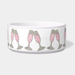 Pink Champagne Toast Glass Bubbly Pet Bowl