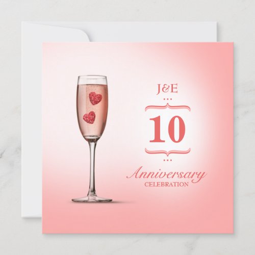 Pink Champagne - Wedding Anniversary invitation