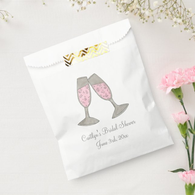 Pink Champagne Wedding Bridal Shower Engagement Favor Bag (Sealed)