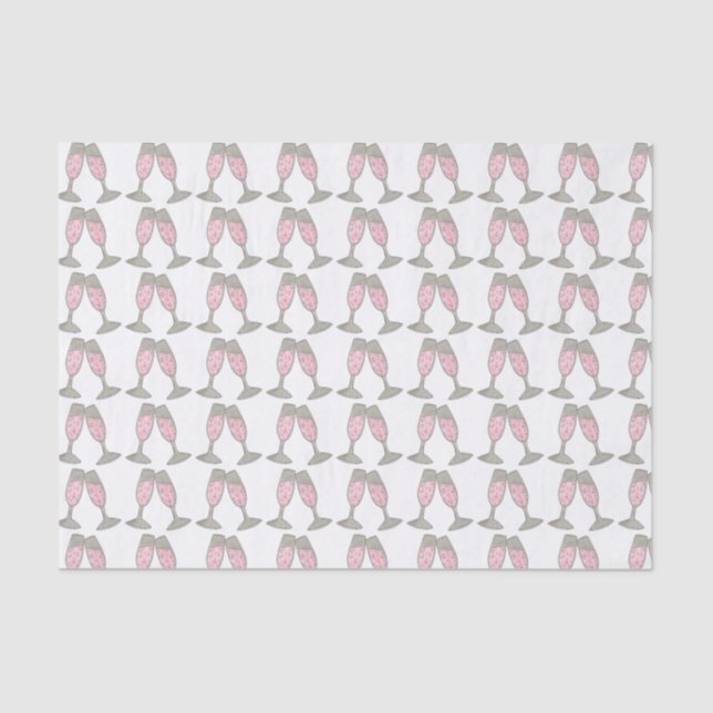 Pink Champagne Wedding Bridal Shower Gift Tissue Tissue Paper (Front)