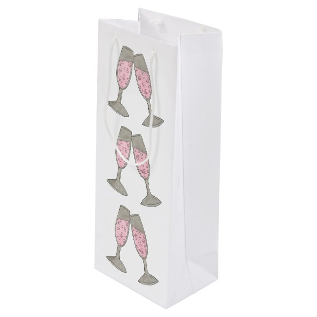 Pink Champagne Wedding Bridal Shower Toast Wine Gift Bag (Front Angled)