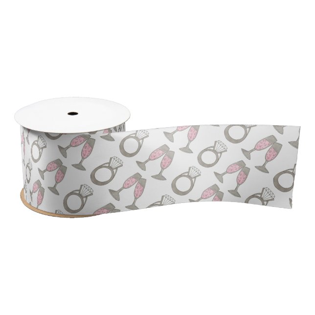 Pink Champagne Wedding Ring Bridal Shower Ribbon (Spool)