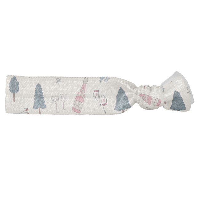 Pink Champagne Winter Mountain Gift Elastic Hair Tie (Right)