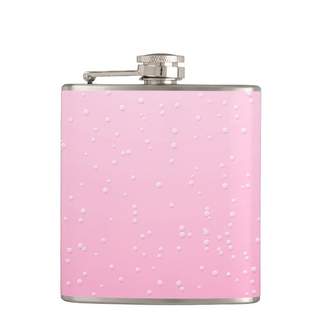 Pink Champagne with Tiny Bubbles Background Art Hip Flask (Front)