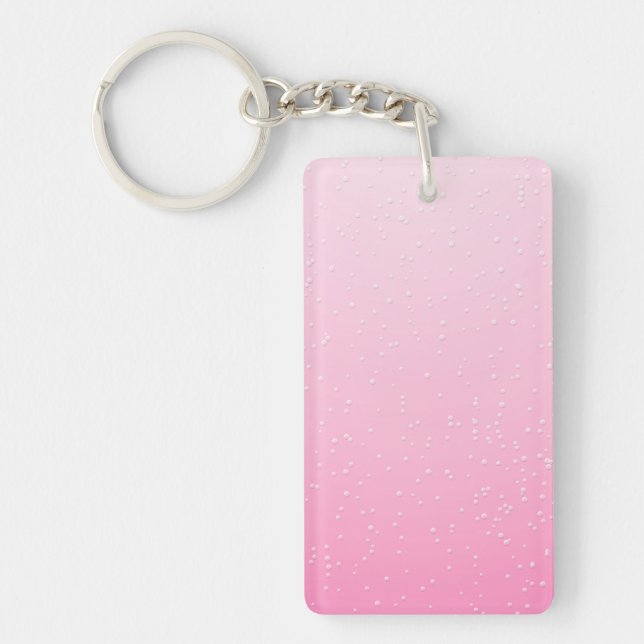 Pink Champagne with Tiny Bubbles Background Art Keychain (Front)
