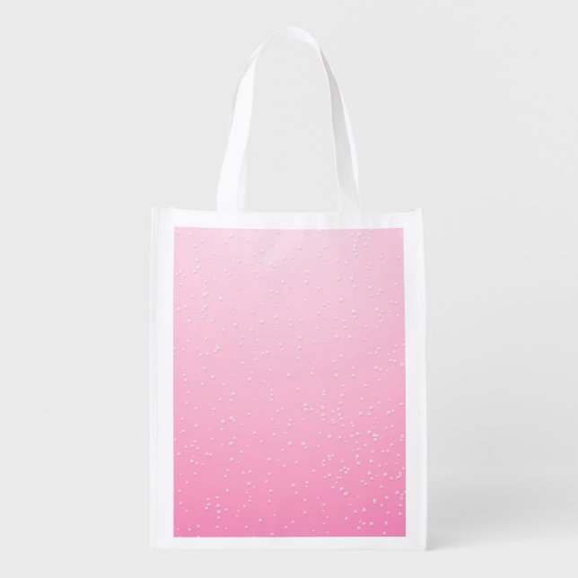 Pink Champagne with Tiny Bubbles Background Art Reusable Grocery Bag (Front)