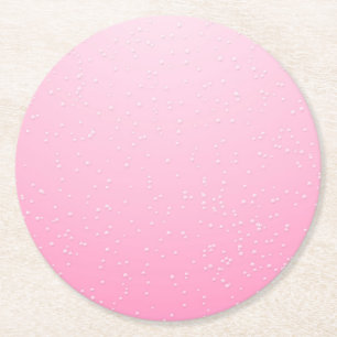 Pink Champagne with Tiny Bubbles Background Art Round Paper Coaster