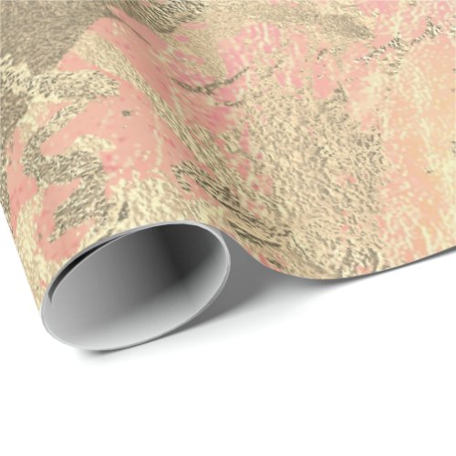 Pink Champaigne Gold Marble Peach Metallic Stroke Wrapping Paper