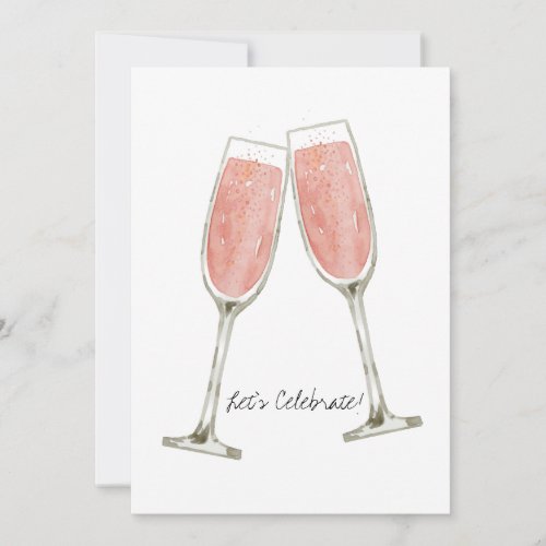 Pink Champange Personalized Holiday Card