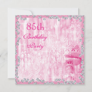 Pink Chandelier & Diamonds 85th Birthday Invitation