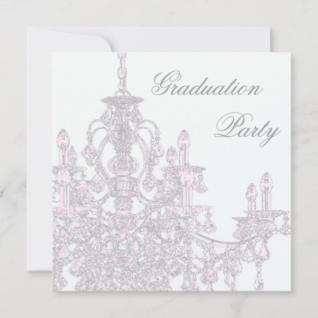 Pink Chandelier Graduation Party Invitation (Front)