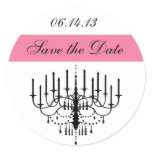Pink Chandelier Save the Date Stickers