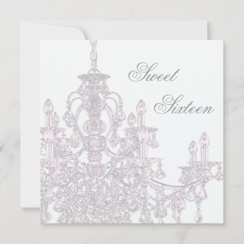 Pink Chandelier Sweet 16 Birthday Party Custom Invite