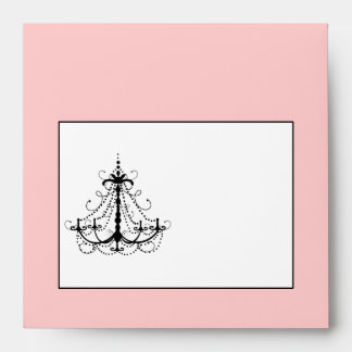 Pink Chandelier Wedding Invitation Envelope