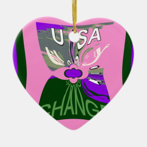 Pink Change  Hillary USA We Are Stronger Together Ceramic Ornament