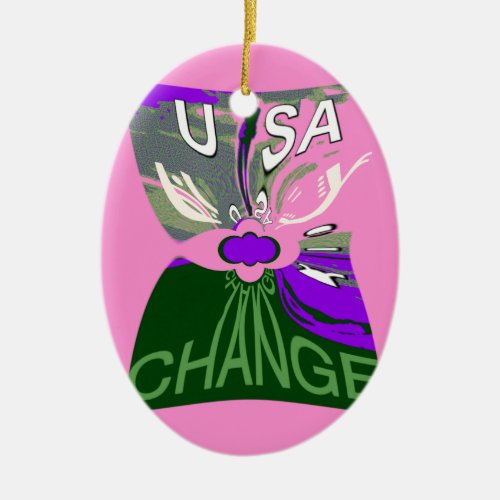 Pink Change  Hillary USA We Are Stronger Together Ceramic Ornament