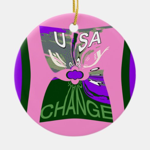 Pink Change  Hillary USA We Are Stronger Together Ceramic Ornament