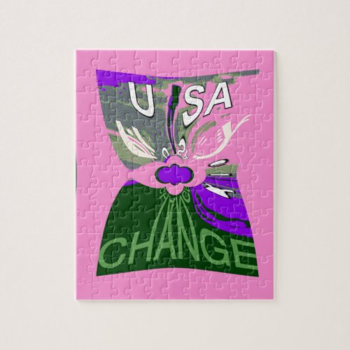 Pink Change  Hillary USA We Are Stronger Together Jigsaw Puzzle