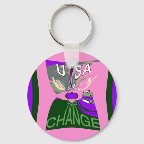 Pink Change  Hillary USA We Are Stronger Together Keychain