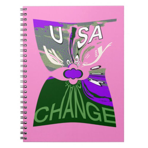 Pink Change  Hillary USA We Are Stronger Together Notebook